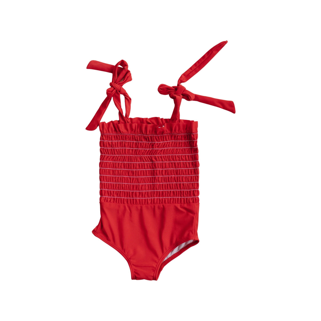 Girls Ruffled Red One Piece