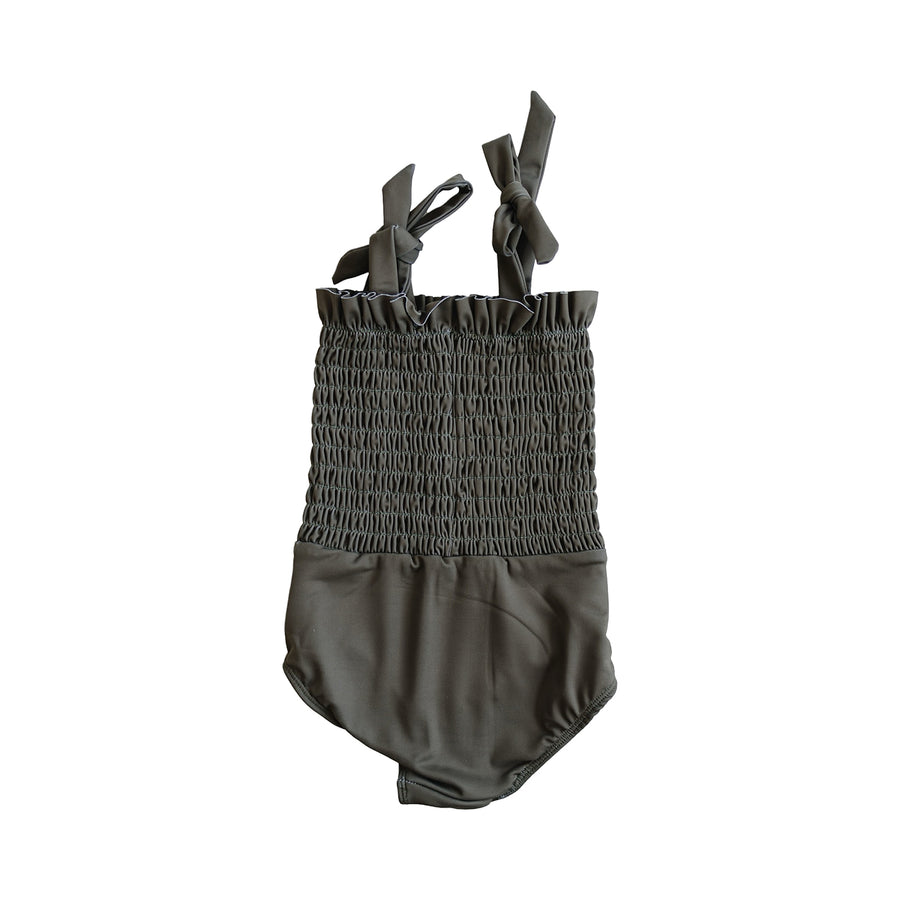 Girls Ruffled Dark Olive One Piece