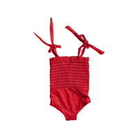 Girls Ruffled Red One Piece