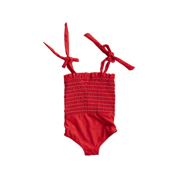 Girls Ruffled Red One Piece